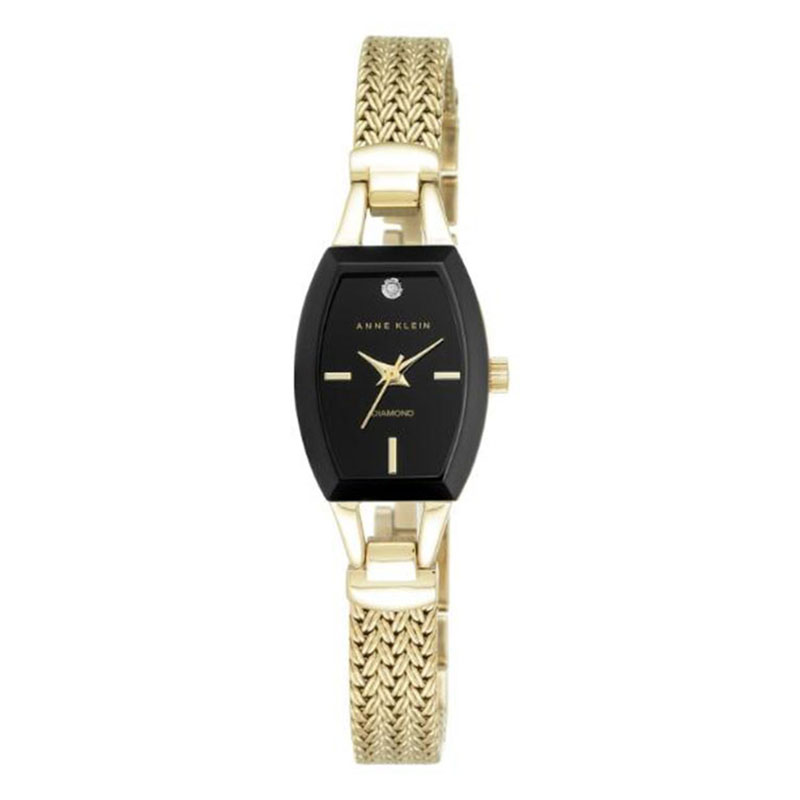 海外正品Anne klein AK/2184BKGB镶钻黑金小表盘简约防水女士腕表