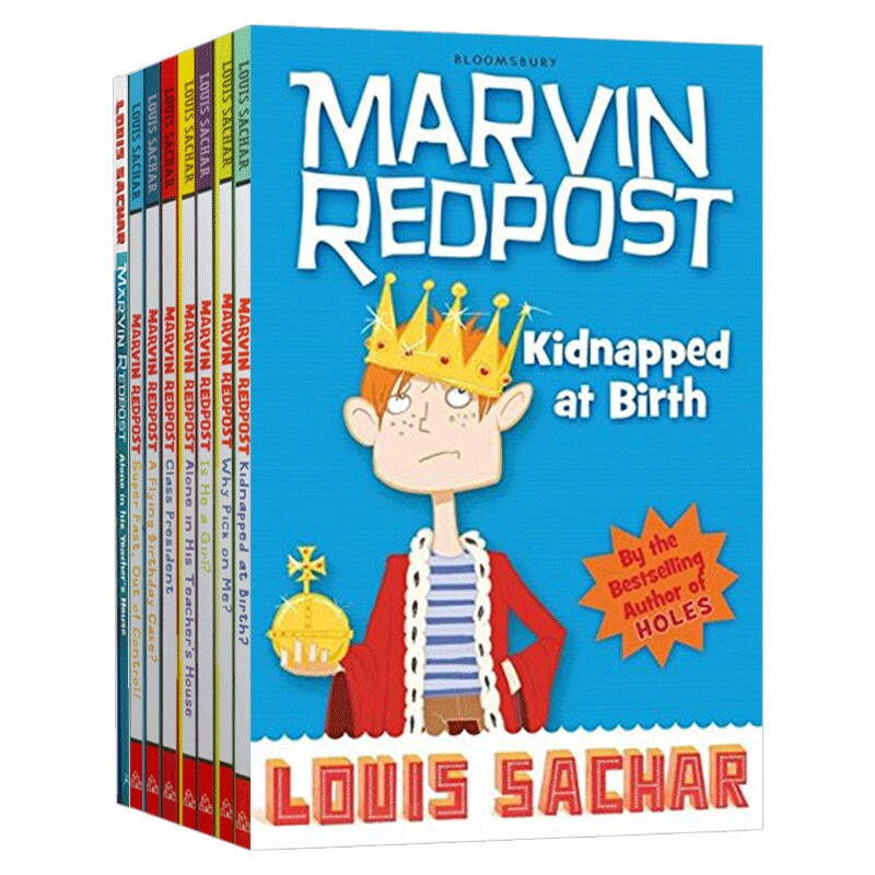 麻烦精马文8册套装 英文原版小说 Marvin Redpost 纽伯瑞奖得主 洞 Holes作者 Louis Sachar 儿童初级章节桥梁书 黑白插画故事书