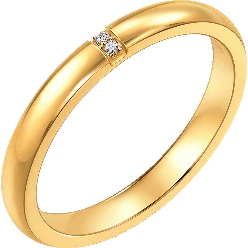 周生生永系列结婚求婚爆闪黄金足金镶嵌钻石光面戒指94885R