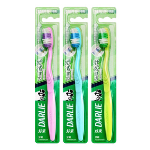 好来原黑人牙刷舒适健齿1支 波浪形刷毛 中毛偏硬深层清洁牙齿