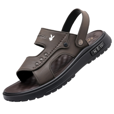 花公子真皮凉鞋男款夏季休闲凉拖