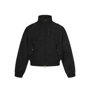 F383 美式复古酷飒风短款立领夹克外套女设计感高级感小众风衣ins