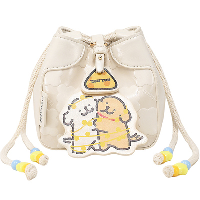 toutou线条小狗斜挎包休闲毛呢