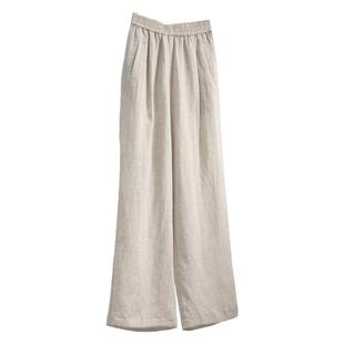 非市场货 可溯源进口雨露麻 BC松弛感老钱风亚麻直筒阔腿休闲裤女