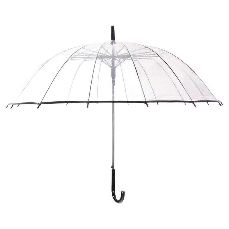 16骨白色透明雨伞晴雨两用女热卖伞具长柄伞雨伞成人透明伞