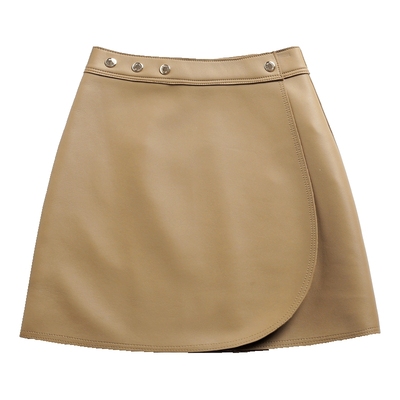 秋冬季高腰显瘦绵羊皮包臀裙