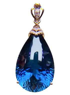 托帕石吊坠18K金定制彩宝