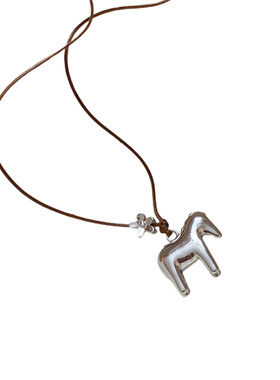 花朵小马吊坠项链女款