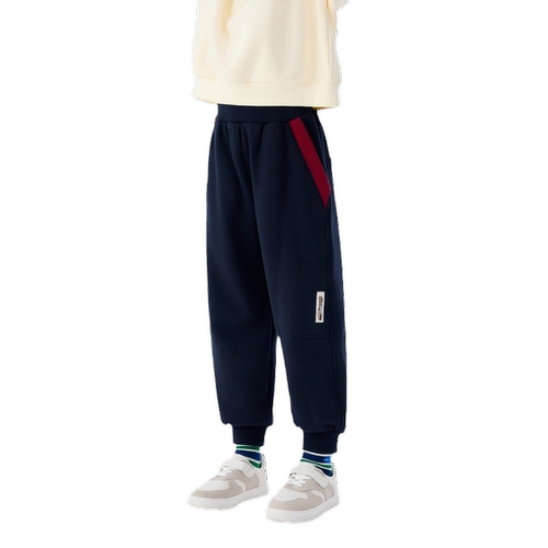 马拉丁童装儿童裤子冬新款男女童大童美式休闲罗纹加绒针织长裤