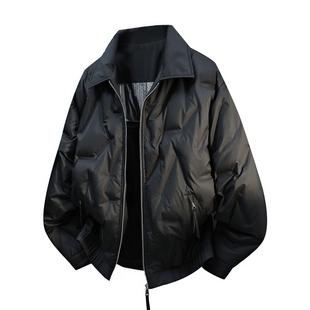 班尼路菱形格轻薄羽绒服男士冬季2025新款冬季保暖潮牌鸭绒外套E