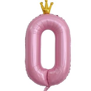 40寸粉色皇冠数字铝膜气球儿童女童周岁生日派对简约装饰布置道具