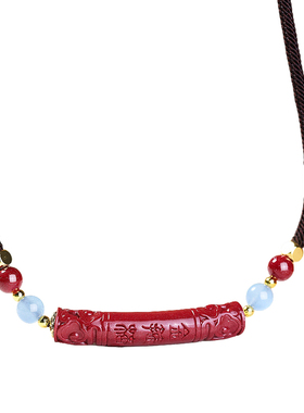 妙韵天然朱砂金箍棒吊坠锁骨链