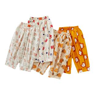 夏季男女儿童趣味时尚桑蚕丝真丝防蚊裤RYSONMOON童装薄款长裤