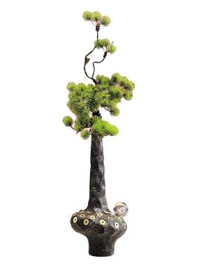 中式古风陶瓷花瓶入户玄关竖长装饰品客厅绿植轻奢高级感艺术摆件