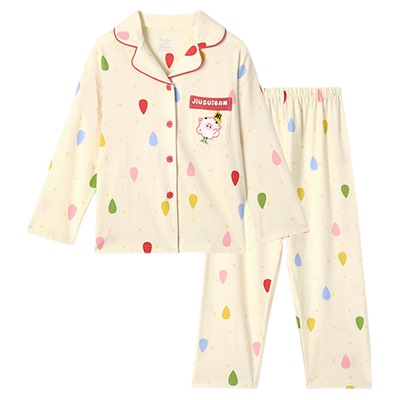 久岁伴女童睡衣2025新款秋冬纯棉中大童女款家居服套装a类全棉厚