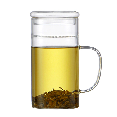 加厚耐热带把手月牙过滤泡茶茶杯