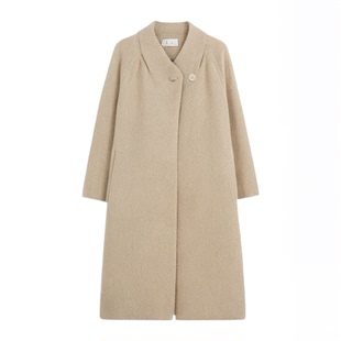 【到手689元】秘鲁Suri羊驼毛苏力立领大衣羊毛短款毛呢外套女冬