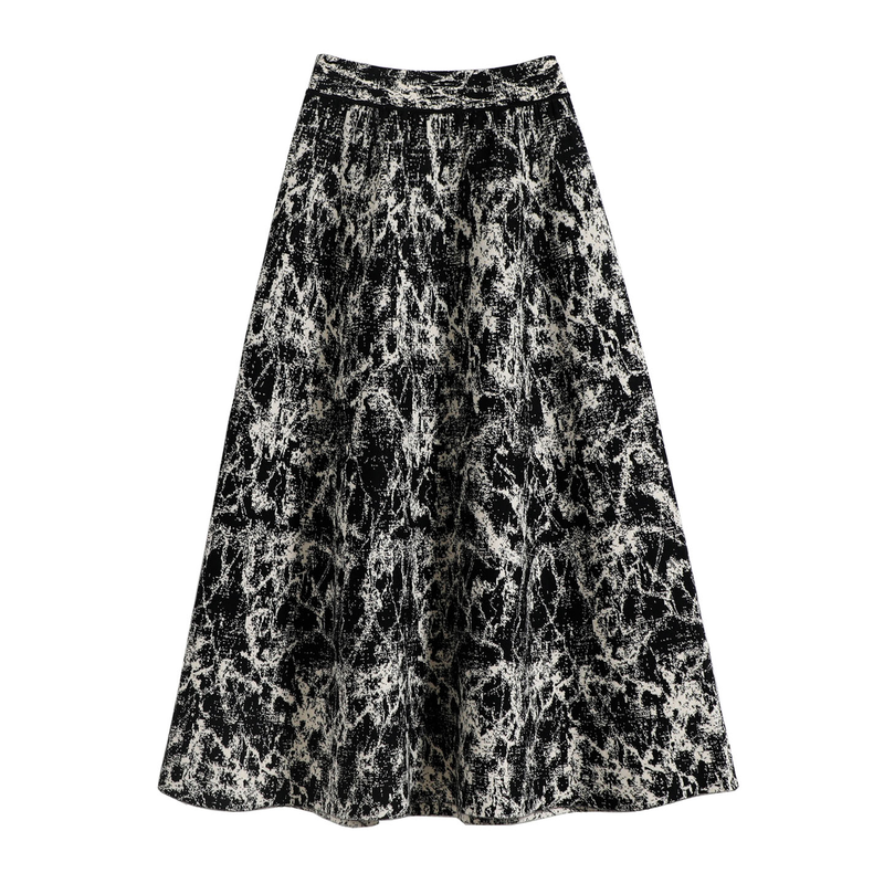 水墨画针织半身裙女秋冬新款高腰显瘦垂坠感a字大摆毛线裙伞裙子