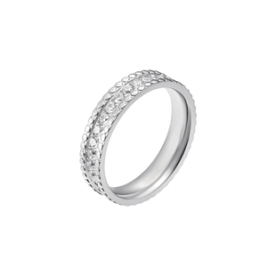 欧美满天星满钻戒指女冷淡风轻奢高级小众设计白金素圈排钻食指环