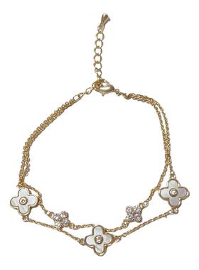 小清新轻奢双层贝壳四叶花手链