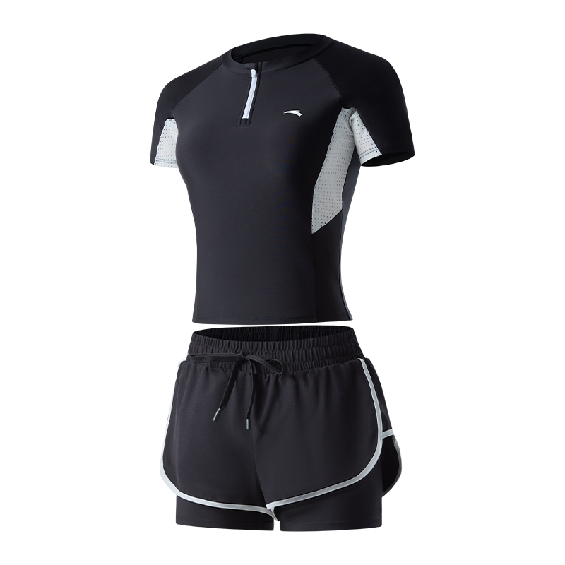 安踏小蛮腰分体泳衣双层泳裤女款温泉游泳衣保守遮肉度假2025新款