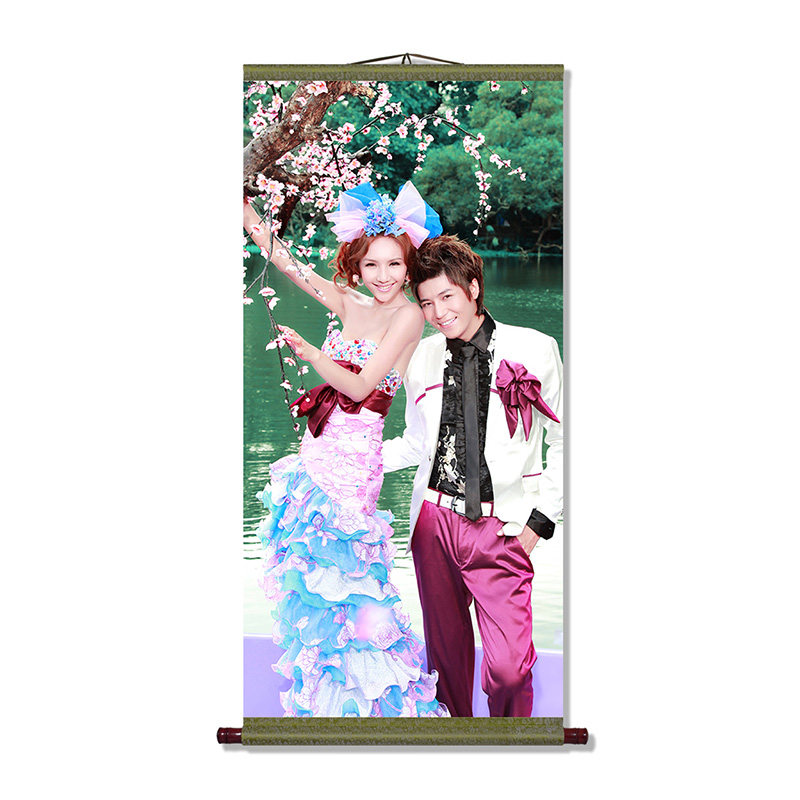 来图定制订制卷轴挂轴画古装民族汉服饰高档实木纯布绢丝全家福