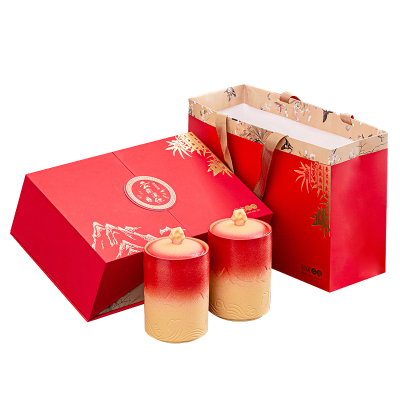 均能手造 高档云南滇红包装盒空礼盒 陶瓷双罐半斤红茶礼盒装空盒