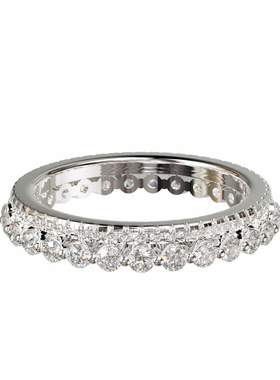 18K金圆石双层满圈排镶戒轻奢小众设计感婚戒可定制百搭食指戒