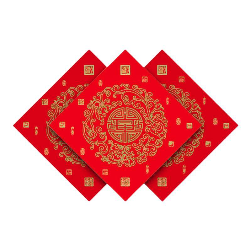 珠江春联万年红铜版纸斗方新年手写空白烫金春联福字门贴书法春联