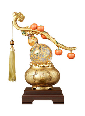 新中式柿柿如意水晶葫芦摆件