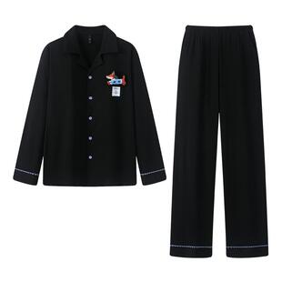 宫蝶【轻柔软】苹果小狗情侣睡衣女春秋款纯棉长袖腊肠狗家居服男