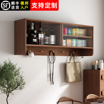 实木餐厅厨房吊柜墙上墙壁挂墙面式储物置物架餐桌餐边玻璃收纳柜