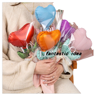 2.14情人节爱心花束气球套装love手持气球表白礼物活动地推气球