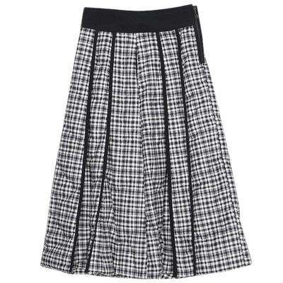 谜底羽绒半身裙女2023冬季新款复古特色格纹A型大摆长裙234MY1590