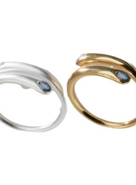 简约时尚蓝宝石线型纯银戒指冷淡风缠绕项链金属设计感耳环指环女