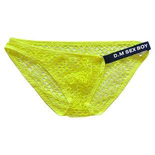 D.M男内裤低腰性感网眼透气潮字母运动透明三角裤青年夏蕾丝渔网