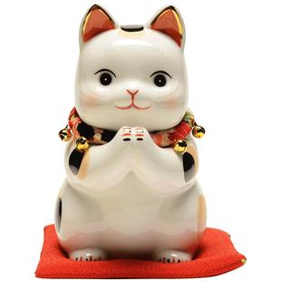 日本药师窑招财猫祈愿摆件陶瓷生日开业礼品乔迁收银台桌面存钱罐