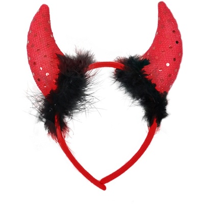 万圣节小恶魔红牛角发箍卡通头箍