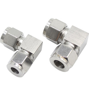 304不锈钢卡套式接头卡套弯头弯通接头直角脱脂不锈钢气源管接头