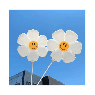 开学地推带杆雏菊花朵白色笑脸太阳花气球运动会活动底座气球