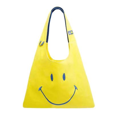 Lee x smiley笑脸包牛仔帆布托特包购物袋黄子弘凡同款学生上课包
