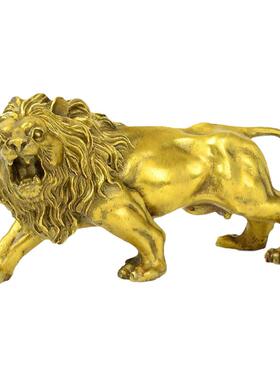 纯黄铜狮子摆件办公室