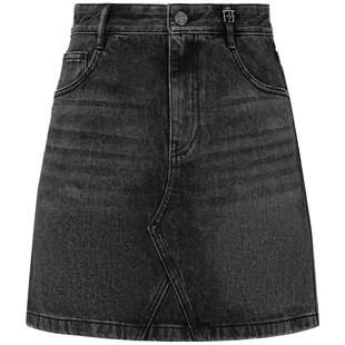 FF仿佛牛仔半裙女2025秋季新款时尚100棉黑色短款a字半身裙牛仔裙