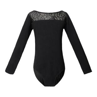 舞蹈服儿童女长袖黑色舞蹈衣套装女童练功服上衣女孩芭蕾舞连体服
