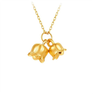 古法金包银幽谷铃兰花吊坠女时尚花朵项链5D硬金锁骨链生日礼物