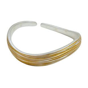 描金银手镯女9999纯实心款不规则小众古法银镯子妈妈生日礼物女士