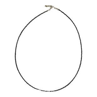 天然黑尖晶石项链黑色水晶碎银子锁骨链超细切面串珠叠戴颈饰简约