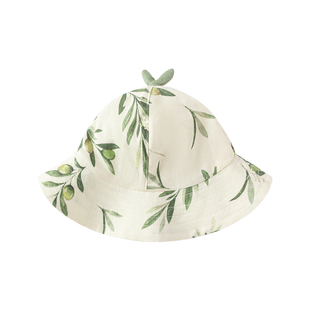 babylove婴儿帽子夏季竹棉山茶纱布户外遮阳帽透气休闲薄款渔夫帽