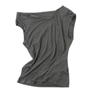 大于诗集 美院艺术家 一字肩褶皱荡领T恤女小众设计垂感伞裙套装