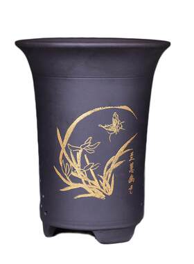 宜兴紫砂花盆透气君子兰简约